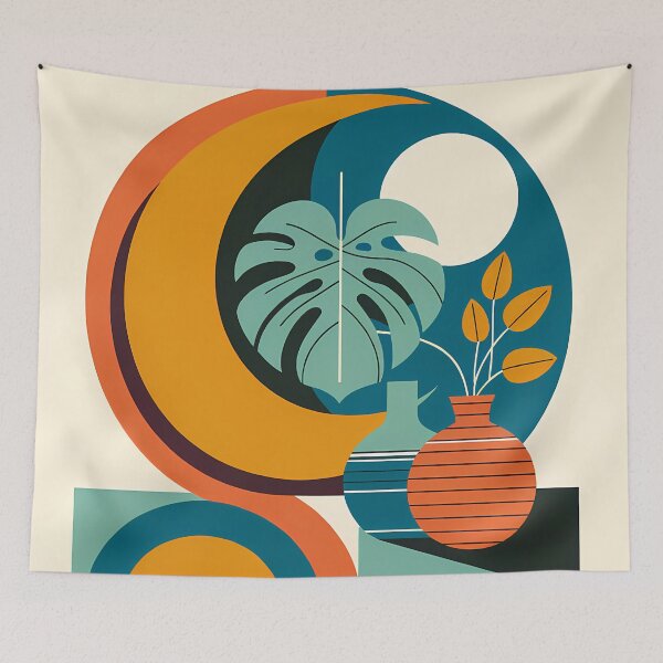 Item preview, Abstract Botanical Vase and Monstera Shapes designed and sold by InkSmithery.