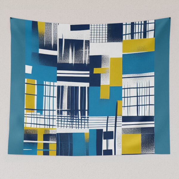 Item preview, Modern Yellow and Blue Grid Collage Illustration designed and sold by AlxVel.