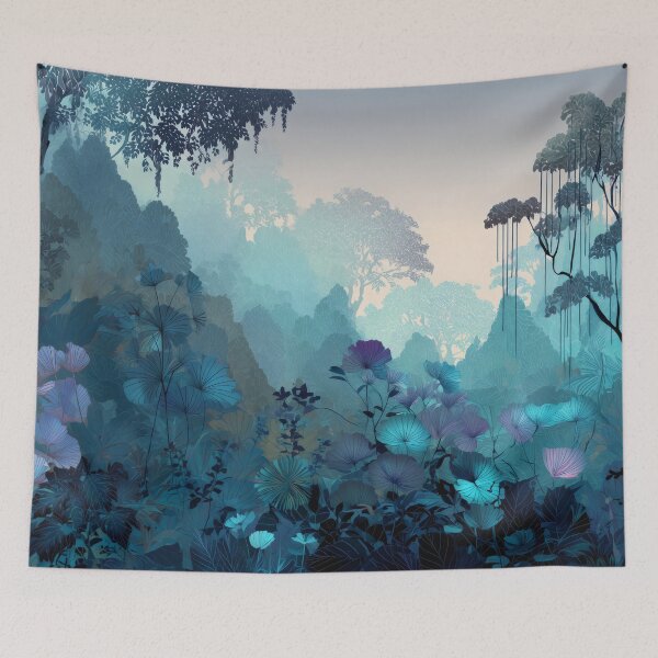 Item preview, Misty Blue Jungle Landscape designed and sold by LuminousFoundry.