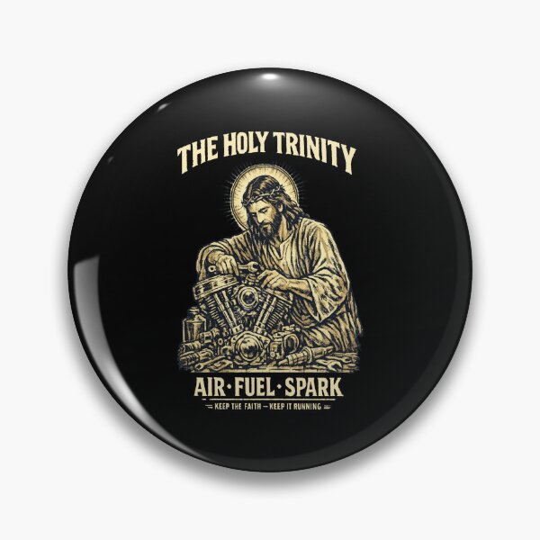 Item preview, Vintage Jesus Motorcycle Mechanic, Holy Trinity Air Fuel Spark, Motorcycle Art designed and sold by NinMema.
