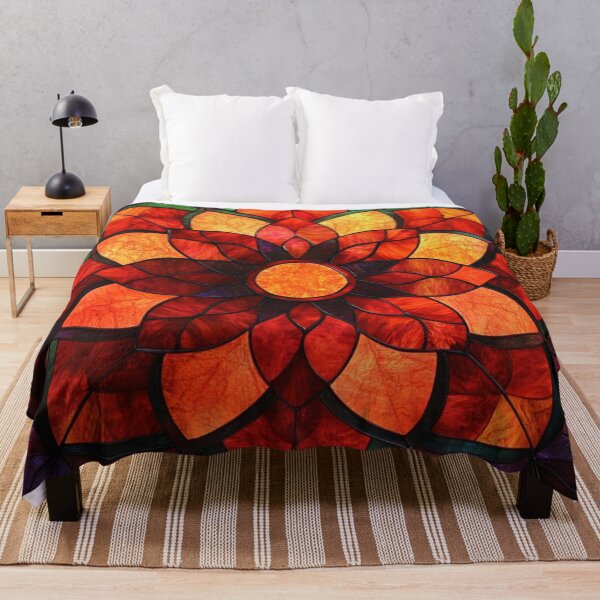 Item preview, Stained Glass Orange Amber Inspired Mosaic Mandala Pattern designed and sold by GrinGalore.