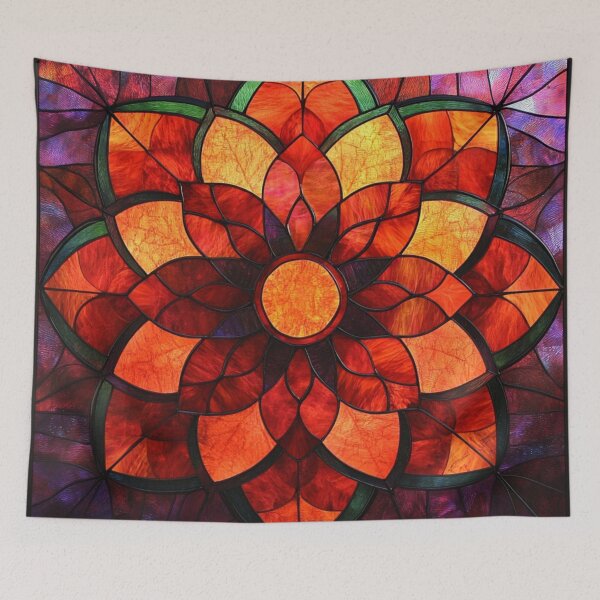 Item preview, Stained Glass Orange Amber Inspired Mosaic Mandala Pattern designed and sold by GrinGalore.