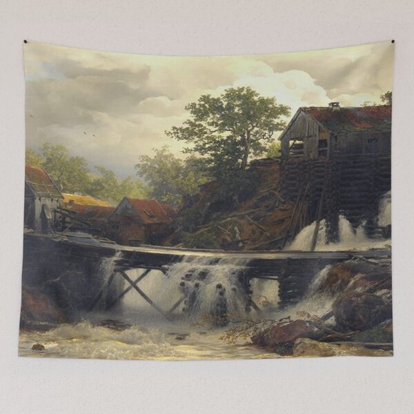 Item preview, Mill in the forest at a falling mountain water designed and sold by SharonTheFirst.