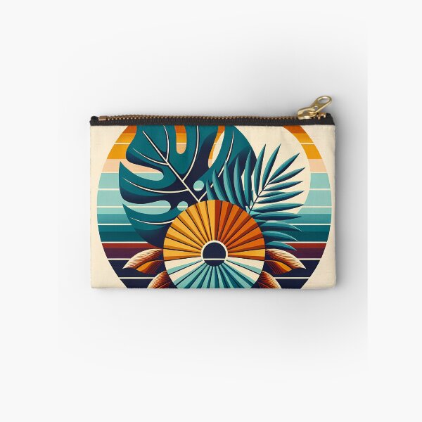 Item preview, Abstract Tropical Leaves Sunset Circle designed and sold by InkSmithery.