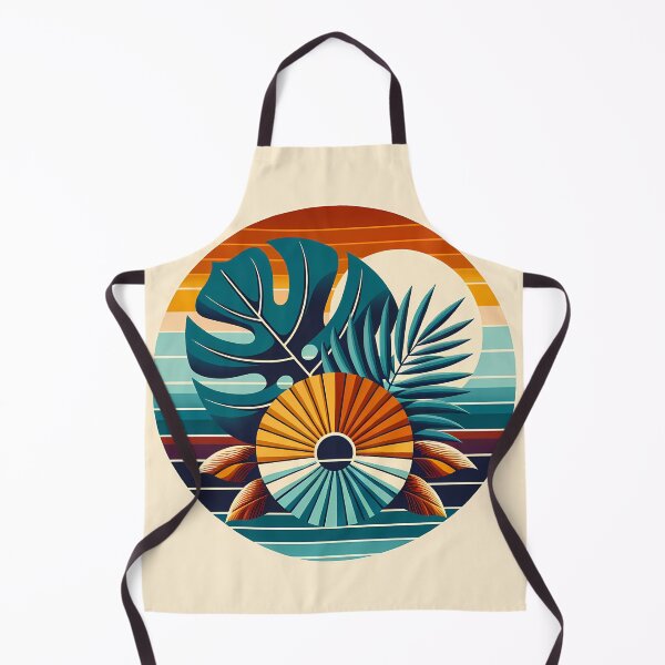 Item preview, Abstract Tropical Leaves Sunset Circle designed and sold by InkSmithery.