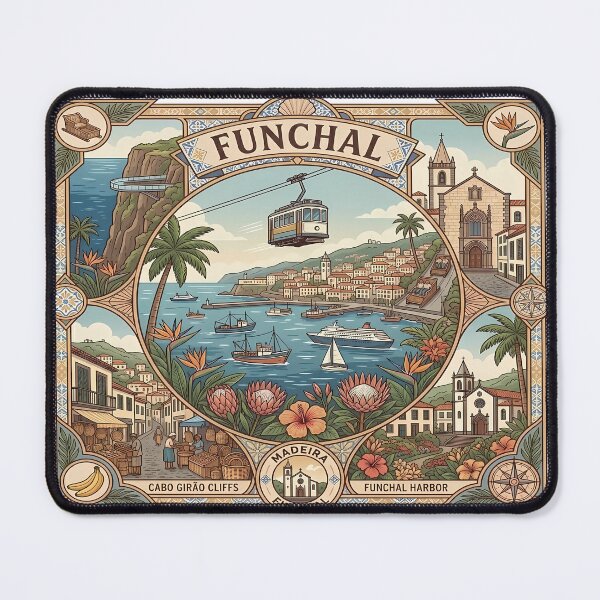 Item preview, Funchal, Madeira Island Portugal Coastal Illustration designed and sold by Alice Cristalis.