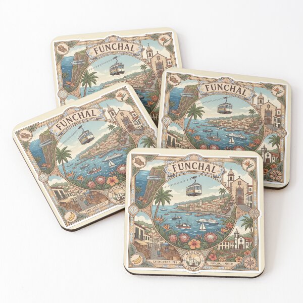 Item preview, Funchal, Madeira Island Portugal Coastal Illustration designed and sold by Alice Cristalis.