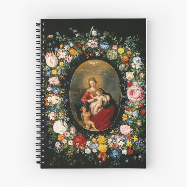 Item preview, Virgin Child Saint John Floral Garland Baroque Painting designed and sold by TheSoulOfArt.
