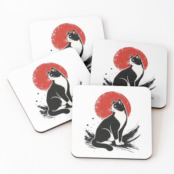 Item preview, Japanese Ink Black Cat Red Sun designed and sold by THIENVT.