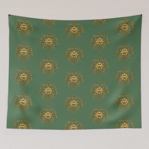 Item preview, Yellow floral motif design  designed and sold by DoneAndDusted.