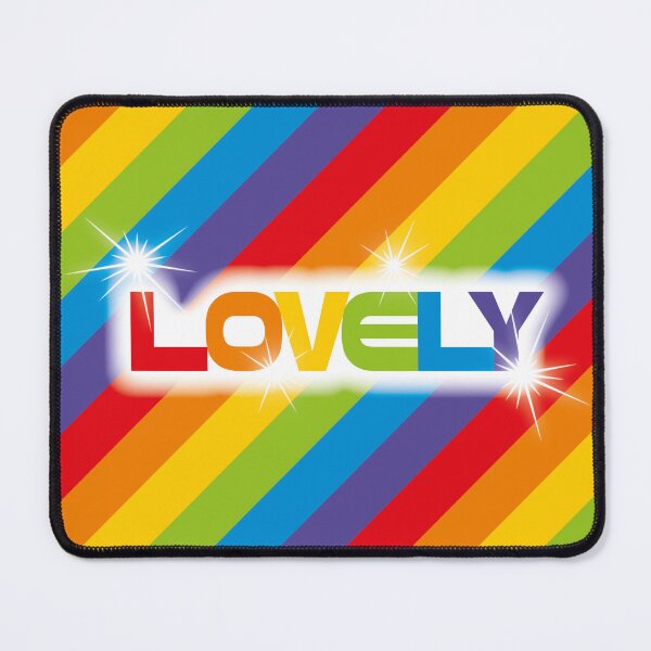 Item preview, Lovely – Bold Rainbow Stripe Typography Art Print designed and sold by Fabulosa Designs.