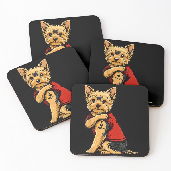 Item preview, Cute Yorkshire Terrier Yorkie Dog With I Love Mom Arm Tattoo Art designed and sold by Daisy Grimes.
