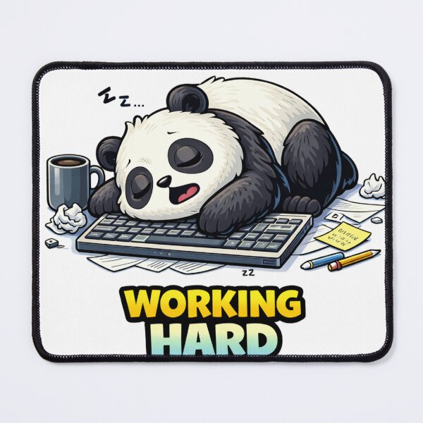 Item preview, Working Hard Funny Sleeping Panda Office Meme designed and sold by the-dovlat.
