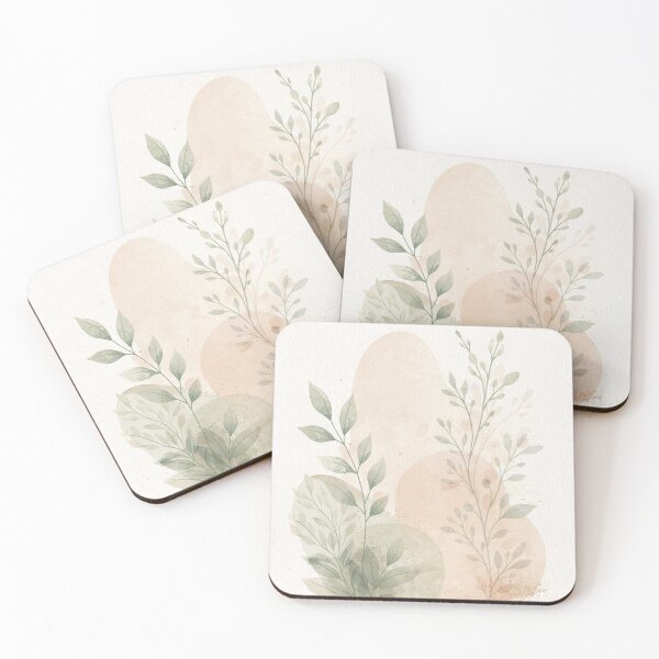Item preview, Minimalist Botanical Abstract – Soft Earth Tone Leaves Art designed and sold by myforestfog.