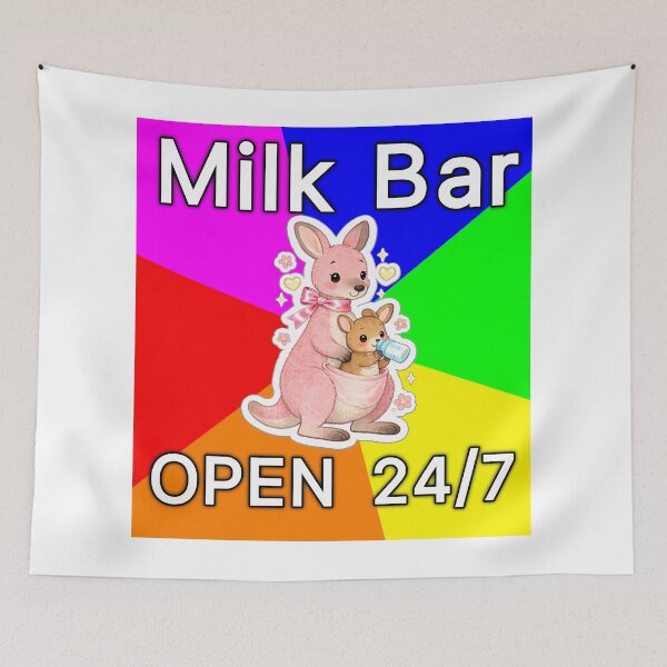 Item preview, Milk Bar Open 24/7 – Kawaii Kangaroo Mom & Baby Cute Sticker Design designed and sold by ahfas86.