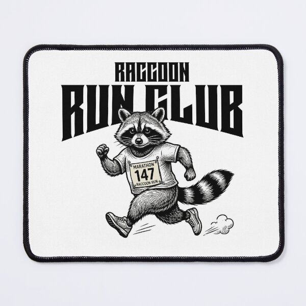 Item preview, Raccoon Run Club Marathon 147 Retro Trash Panda Runner designed and sold by MotionBanana Art.