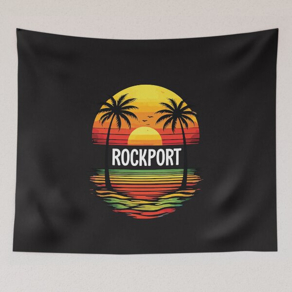 Item preview, Rockport Beach Retro Sunset Palm Tree Ocean Wave Vintage Design designed and sold by kiralynstration.