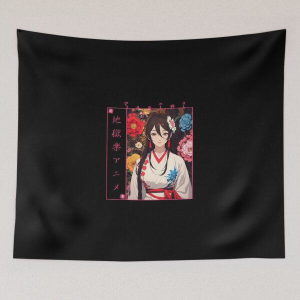 Item preview, Serene Anime Woman in White Kimono with Floral Background designed and sold by vistalyn.
