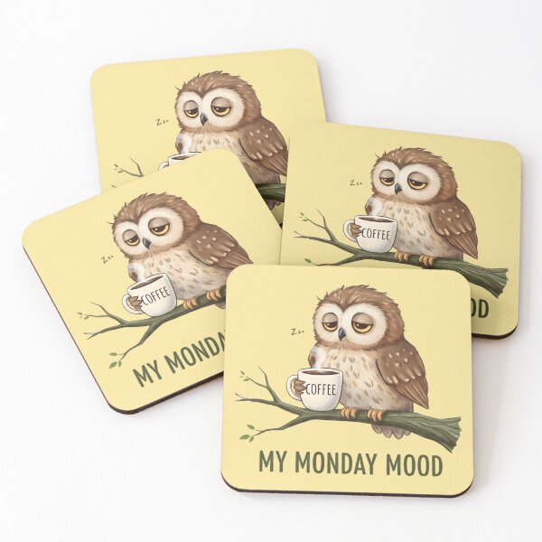 Item preview, Funny Tired Owl Coffee Monday Mood Illustration designed and sold by Valeriia_Isaieva.