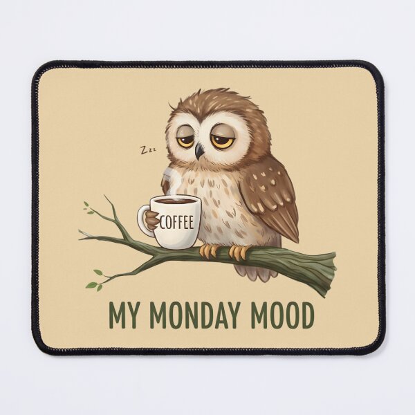 Item preview, Funny Tired Owl Coffee Monday Mood Illustration designed and sold by Valeriia_Isaieva.