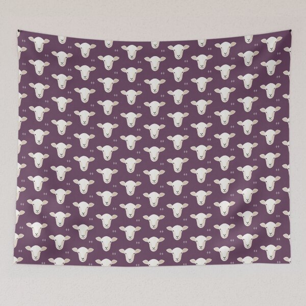 Item preview, Sheep heads on purple designed and sold by reneesillus.