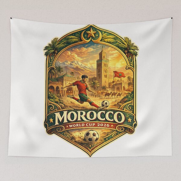 Item preview, Morocco FIFA World Cup 2026 Marrakech Atlas Mountains Football Culture designed and sold by Places On Earth.