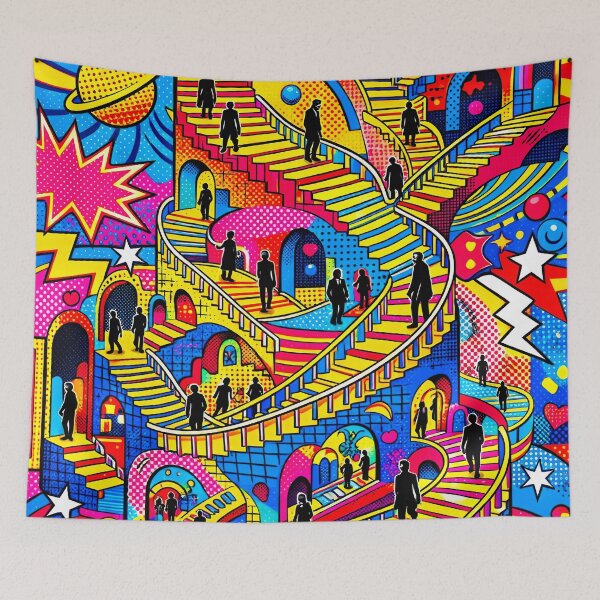 Item preview, Pop Art Infinite Staircase – Psychedelic Escher Style Optical Illusion Geometry Art designed and sold by Dominik1994.