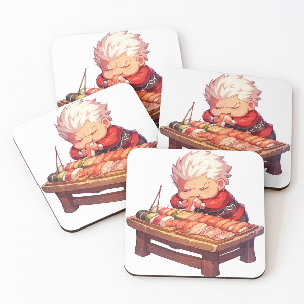 Item preview, Archer Fate Stay Night Chibi Sushi White Hair Feast designed and sold by Spraykart.