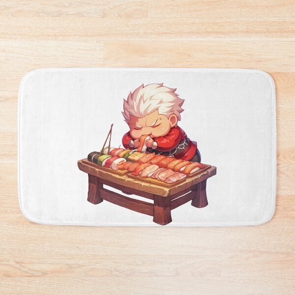 Item preview, Archer Fate Stay Night Chibi Sushi White Hair Feast designed and sold by Spraykart.
