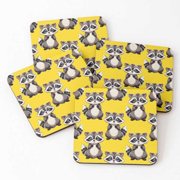 Item preview, Raccoon Pattern Design On Yellow Background  designed and sold by PatternTitan.