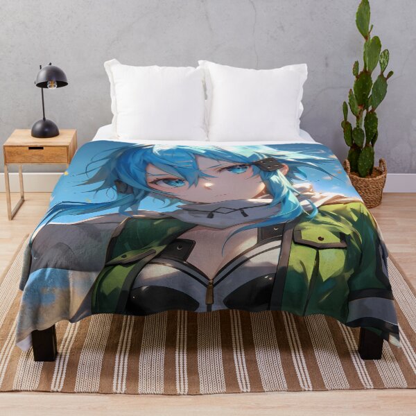 Item preview, Sinon Sword Art Online Blue Hair Waifu Sky Background Calm designed and sold by Spraykart.
