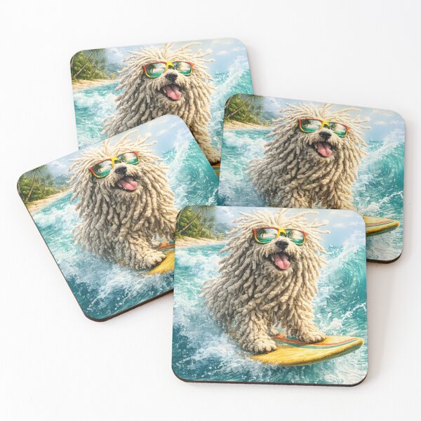 Item preview, Funny Surfing Puli Dog with Sunglasses – Summer Beach Vibes designed and sold by QuietWallStudio.