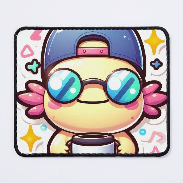 Item preview, Cute Kawaii Axolotl Robot “I Need Coffee” Sleepy Morning Design designed and sold by Mitaudesign.