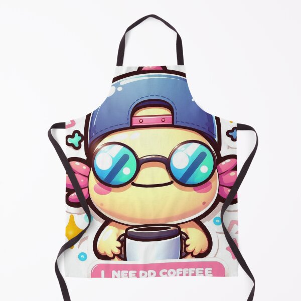 Item preview, Cute Kawaii Axolotl Robot “I Need Coffee” Sleepy Morning Design designed and sold by Mitaudesign.