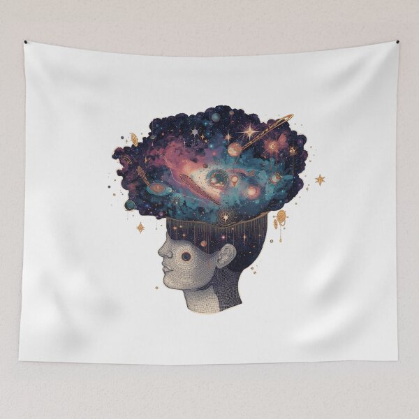 Item preview, Universe of Thoughts – Surreal Cosmic Mind Illustration designed and sold by catcurio.