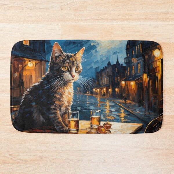 Item preview, Moonlit Cat at Café Terrace designed and sold by Erika Kaisersot.