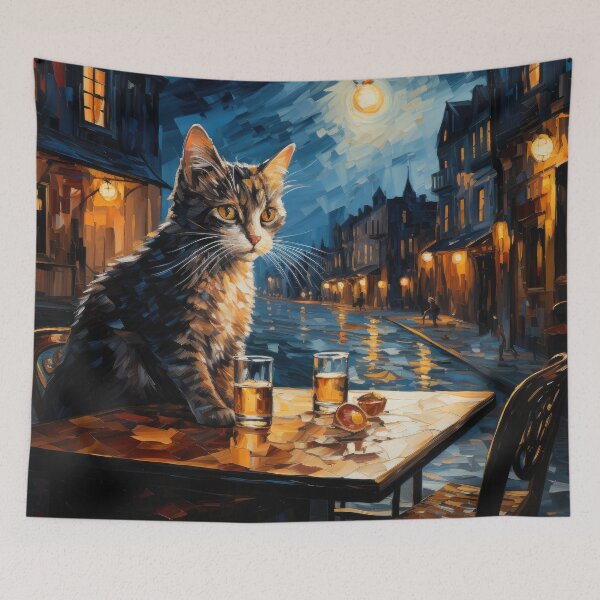 Item preview, Moonlit Cat at Café Terrace designed and sold by Erika Kaisersot.