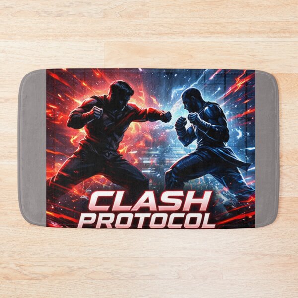 Item preview, Clash Protocol Futuristic Fight Artwork Cyberpunk Combat Poster Neon Battle Illustration Sci-Fi Warrior Art Print designed and sold by maddy9512.