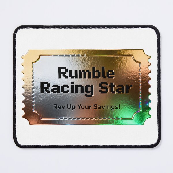 Item preview, A shiny golden ticket with Rumble Racing Star text on transparent background designed and sold by Creative88Art.