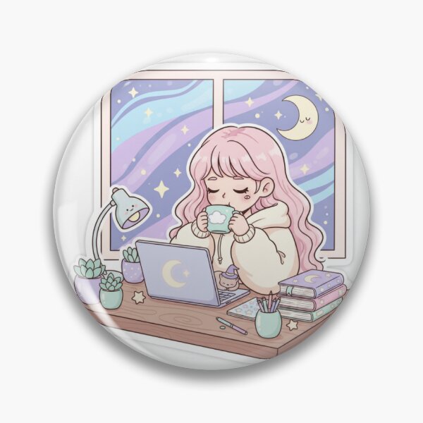 Item preview, Late Night Study Girl Aesthetic Studycore Student Sticker designed and sold by CozyCramStudio.
