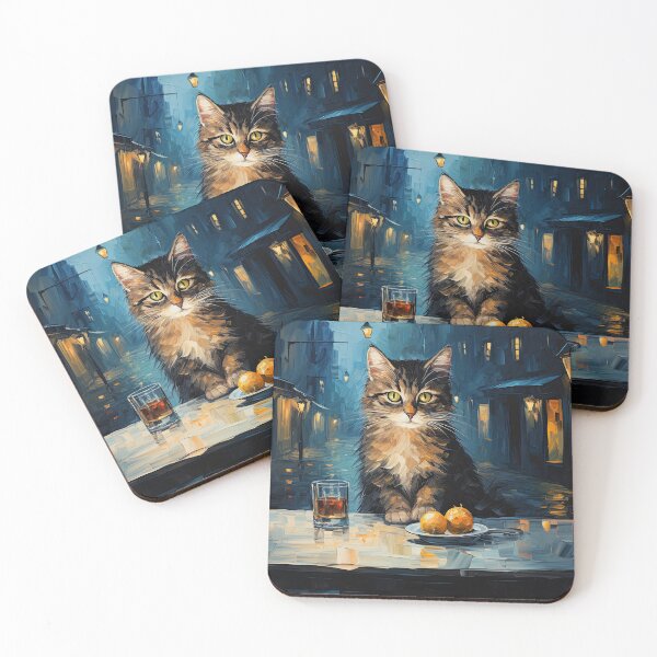 Item preview, Night Café Cat with Dessert designed and sold by Erika Kaisersot.