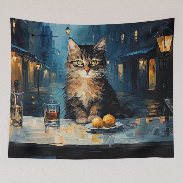 Item preview, Night Café Cat with Dessert designed and sold by Erika Kaisersot.