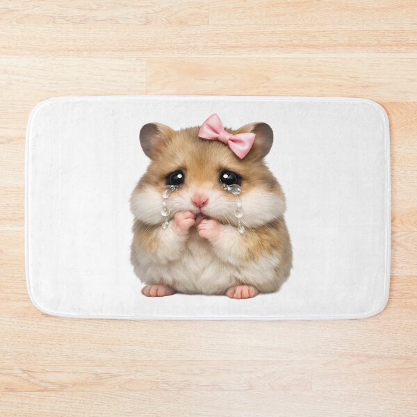 Item preview, Sad Hamster with Pink Bow - Cute Viral Meme Sticker designed and sold by Art-Selling.