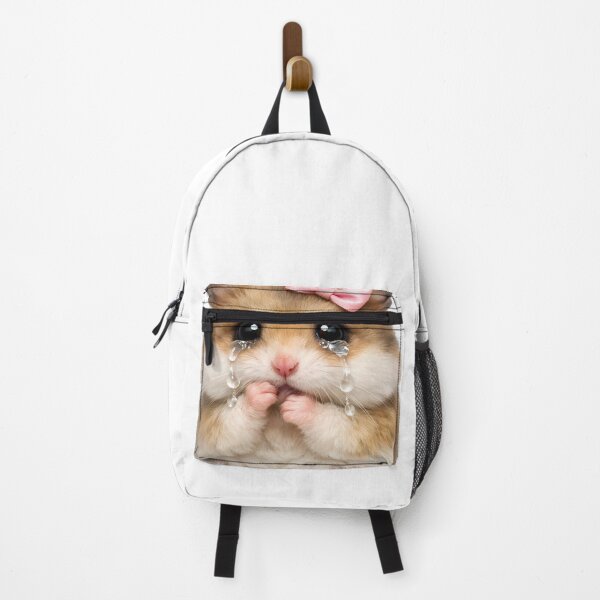Item preview, Sad Hamster with Pink Bow - Cute Viral Meme Sticker designed and sold by Art-Selling.