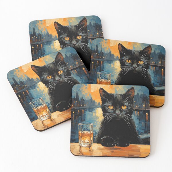 Item preview, Black Cat at Riverside Night Café designed and sold by Erika Kaisersot.