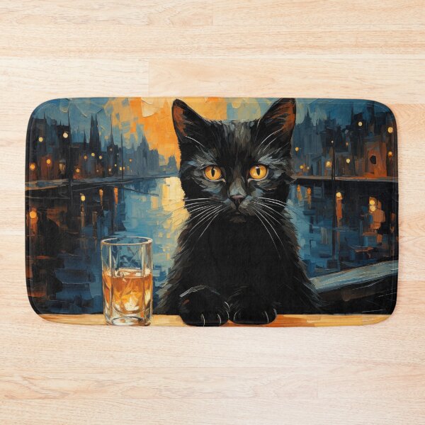 Item preview, Black Cat at Riverside Night Café designed and sold by Erika Kaisersot.