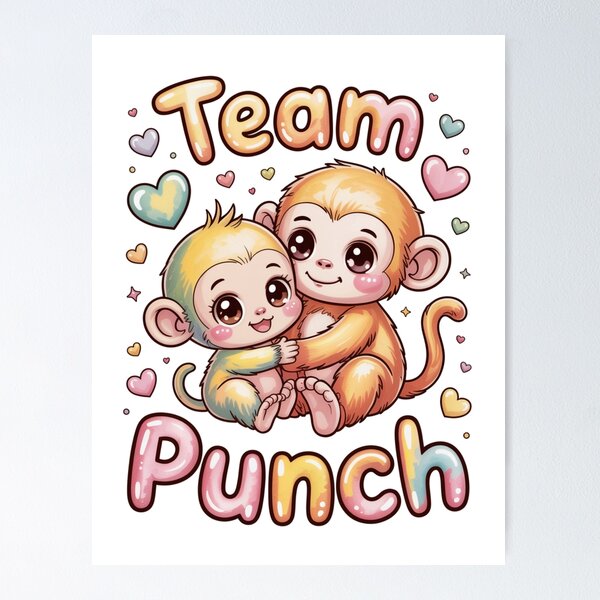 Item preview, Team Punch – Kawaii Fluffy Golden Mama Monkey Hugging Yellow Green Baby Pastel Rainbow Tee designed and sold by DarylWelsh2024.