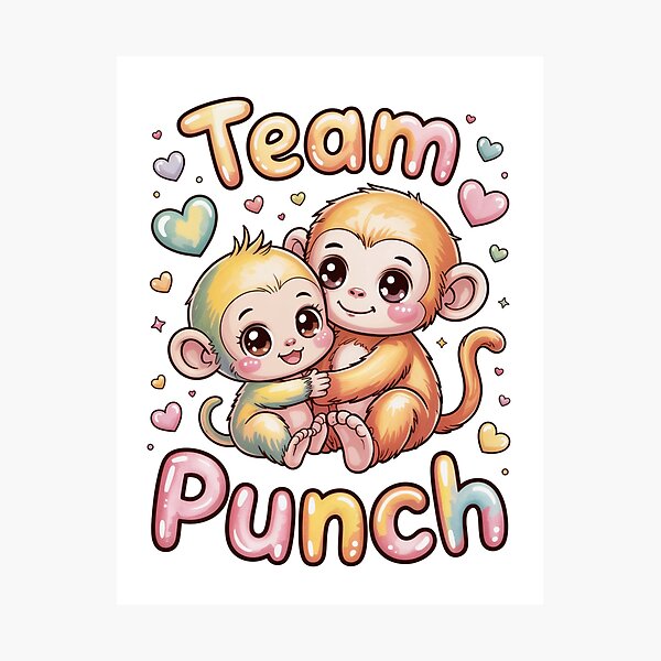 Item preview, Team Punch – Kawaii Fluffy Golden Mama Monkey Hugging Yellow Green Baby Pastel Rainbow Tee designed and sold by DarylWelsh2024.