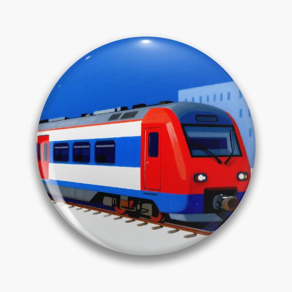 Item preview, Modern Urban Train in Minimalist Winter City | Blue Red Metro Illustration designed and sold by Gabi.Media.