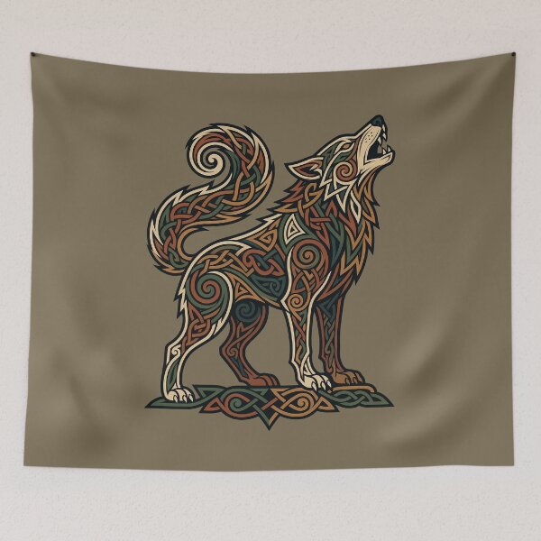 Item preview, Howling Celtic Wolf, Knotwork, Viking Spirit Animal designed and sold by SolaoLab.